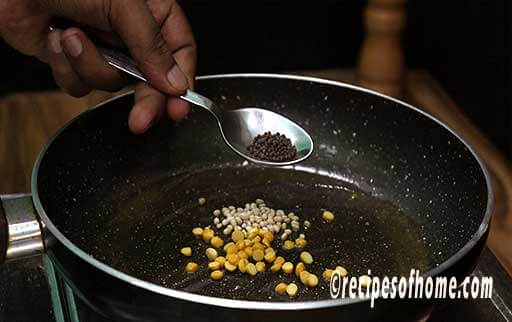 saute urad dal , chana dal , mustard seed