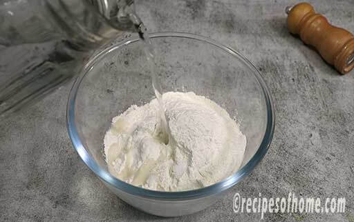 sprinkle water and knead stiff dough