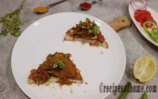 apply aromatic vegetable mixture and pav bhaji masala