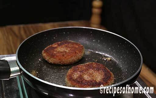 fry veggie patty from both sides till crispy and golden brown