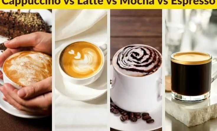 difference between cappuccino, mocha, latte, and espresso