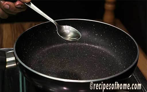 pour oil in a frying pan