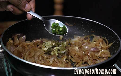 add ginger garlic paste , green chili