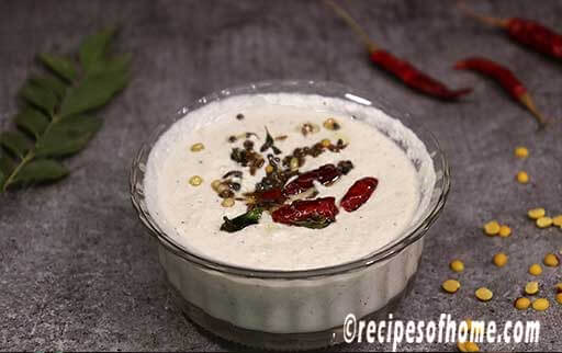 pour tempering on coconut chutney