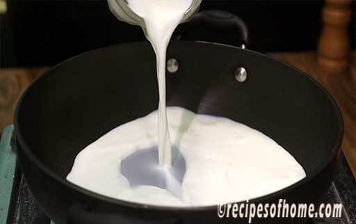 pour milk in a deep bottom pan