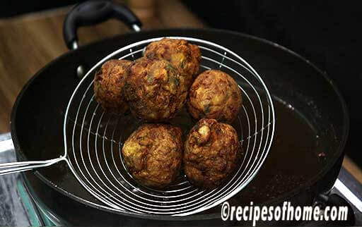 take the mix vegetable pakora out immediately from the pan