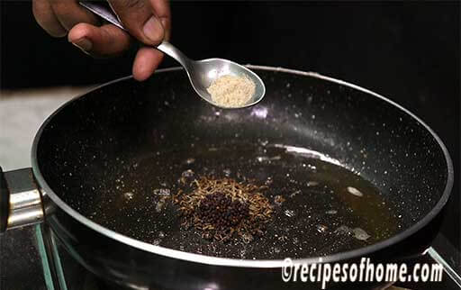 add mustard seeds, cumin seeds , pinch of hing in the pan