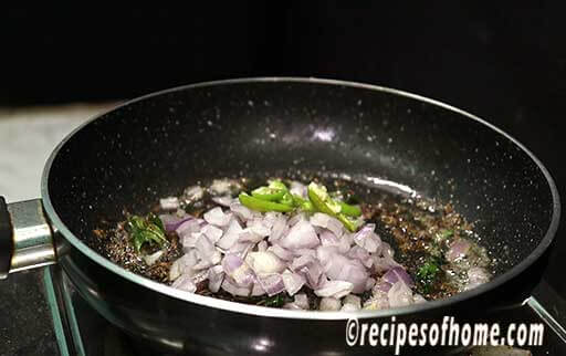 add chopped onions , chopped green chili