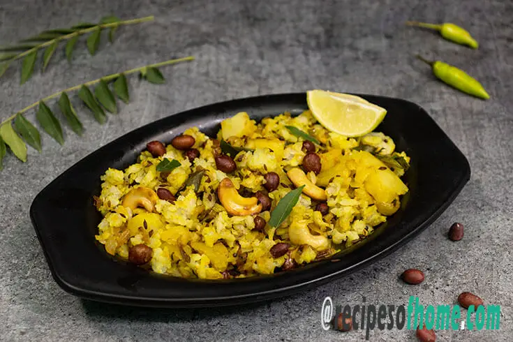 poha recipe , kanda poha , kanda batata poha, how to make poha