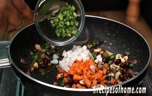 for vegetable upma add carrots , reddish , french beans