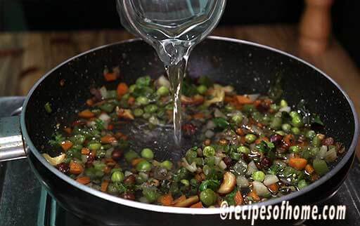 pour water to boil veggies