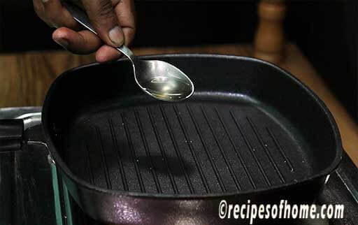 in a grill pan heat oil