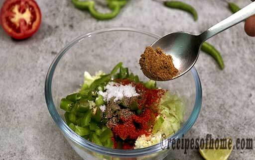 sprinkle red chili powder , salt , coriander powder , black pepper powder