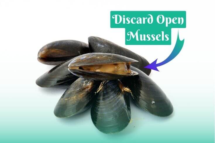 Discard any open mussels