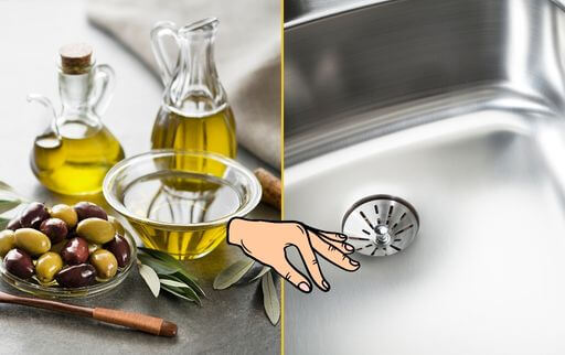 Dry the sink then apply olive oil