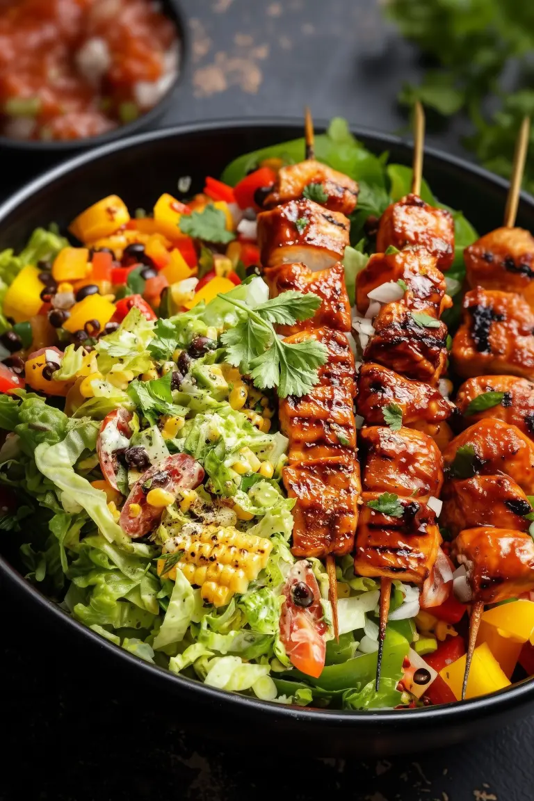 BBQ Chicken Skewer Salad 1