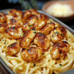Garlic Butter Chicken Bites with Savory Creamy Parmesan Pasta 1