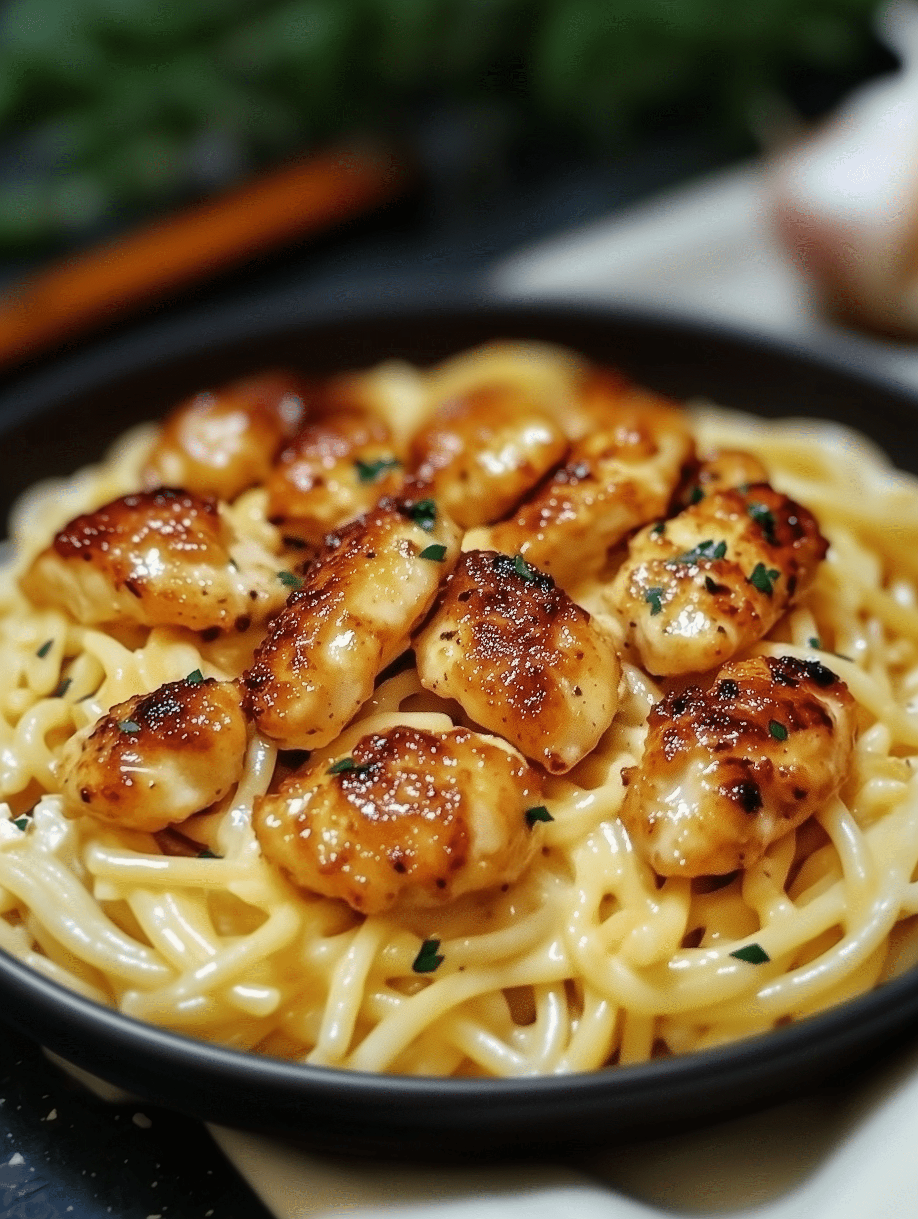 Garlic Butter Chicken Bites with Savory Creamy Parmesan Pasta 2 Garlic Butter Chicken Bites with Savory Creamy Parmesan Pasta