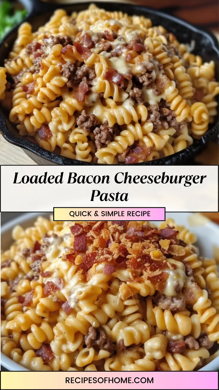 Loaded Bacon Cheeseburger Pasta pinterest 1 Loaded Bacon Cheeseburger Pasta pinterest 1