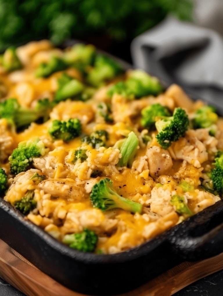 One Pan Cheesy Chicken Broccoli and Rice 1
