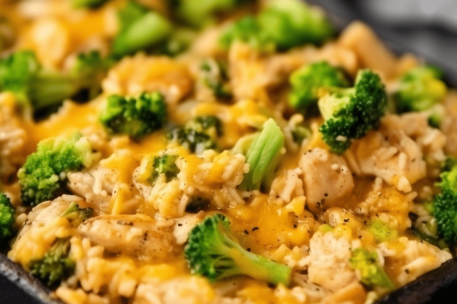 One Pan Cheesy Chicken Broccoli and Rice 1
