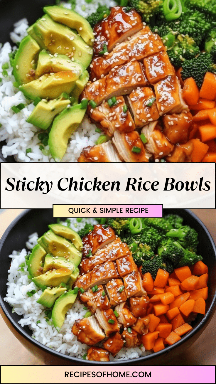 Sticky Chicken Rice Bowls Recipe pinterest 2
