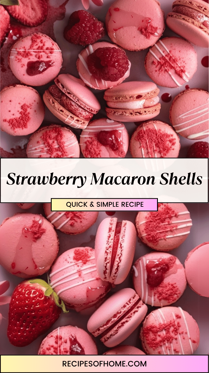 Strawberry Macaron Shells pinterest 1 Strawberry Macaron Shells pinterest 1