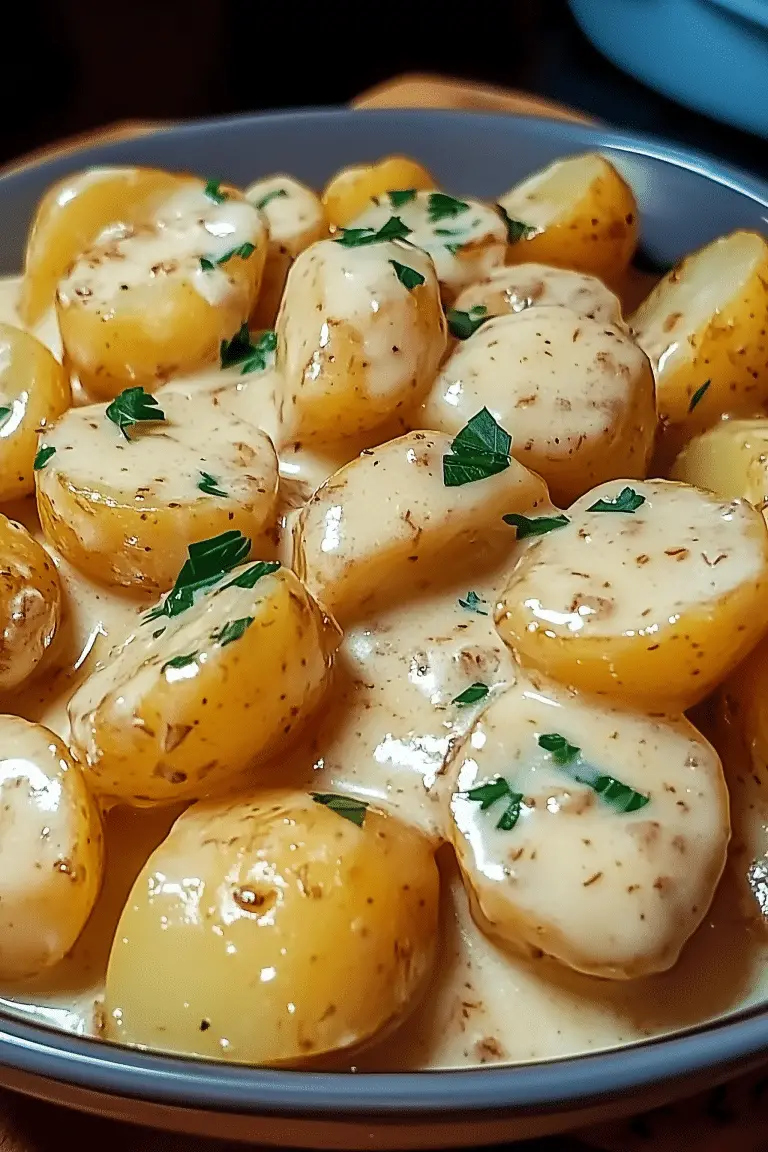 Easy Creamy Garlic Sauce Baby Potatoes 1