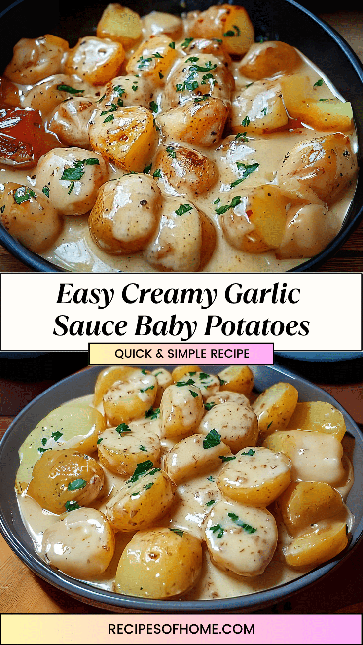 Easy Creamy Garlic Sauce Baby Potatoes pin Easy Creamy Garlic Sauce Baby Potatoes pin