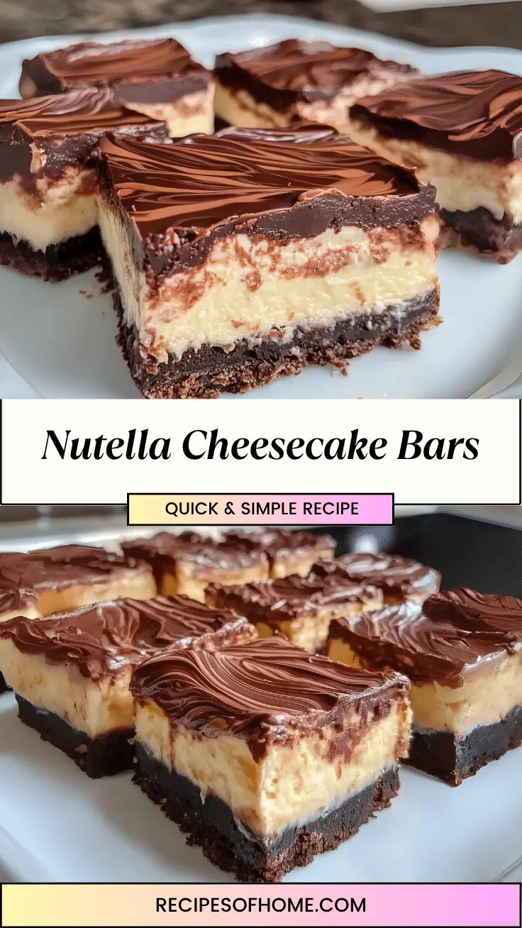 Nutella Cheesecake Bars pin