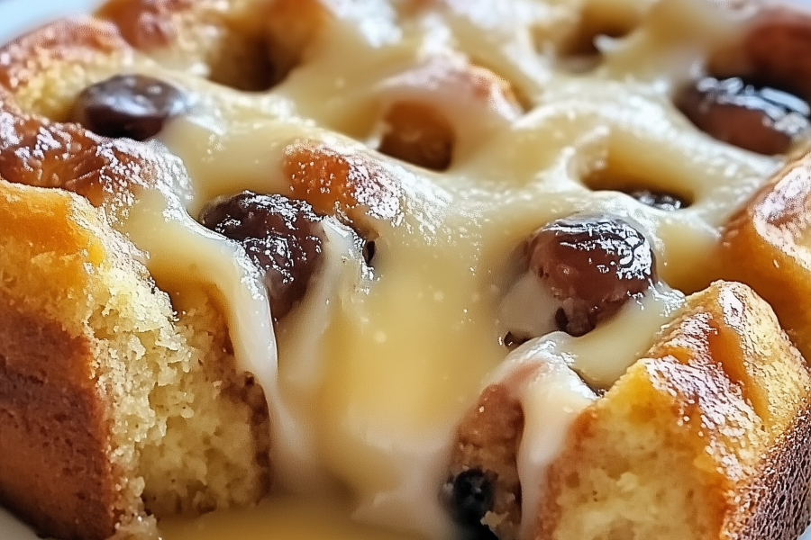 Grandmas Old Fashioned Bread Pudding with Vanilla Sauce 1