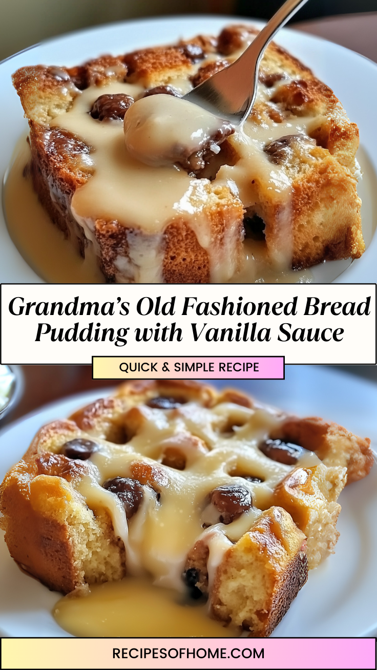 Grandmas Old Fashioned Bread Pudding with Vanilla Sauce 3 Grandmas Old Fashioned Bread Pudding with Vanilla Sauce 3